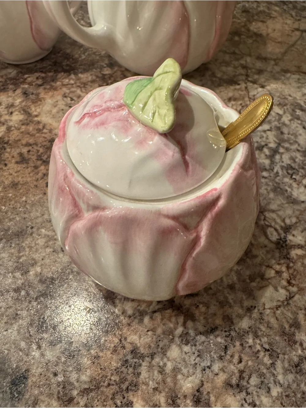 Vintage 1992 The Bombay Company Pink Tulip Ceramic Tea Set